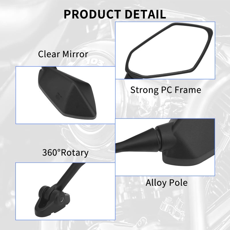 AHL Rear View Side Mirrors Compatible with Hyosung GT125R GT250R GT650R GT650S/HONDA CBR900 CBR919 CBR929 CBR954 1998-2003, 88110-MAS-E01 88120-MAS-E01 - Image 4